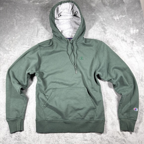 Champion Other - Y2K Champion Pullover Hoodie Green Fleece Sweatshirt‎ Drawstring Men's Medium